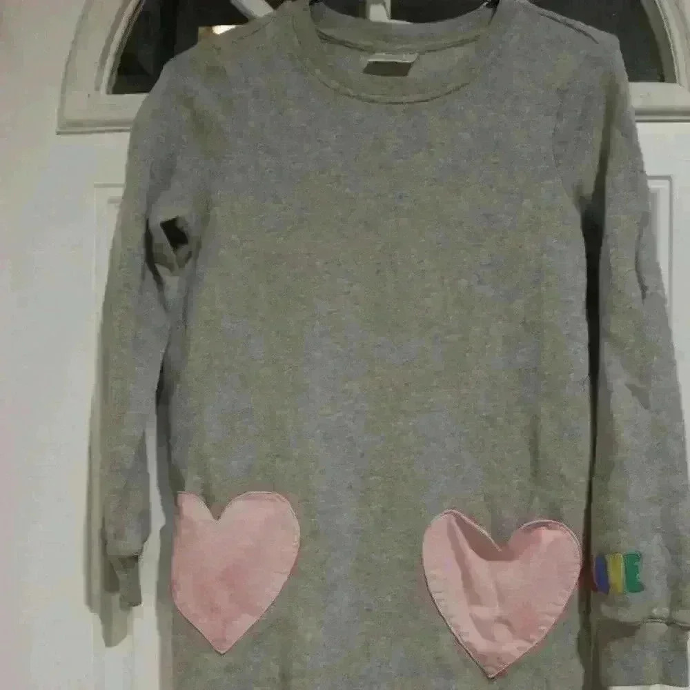 Hanna Anderson gray sweatshirt dress girls size 12